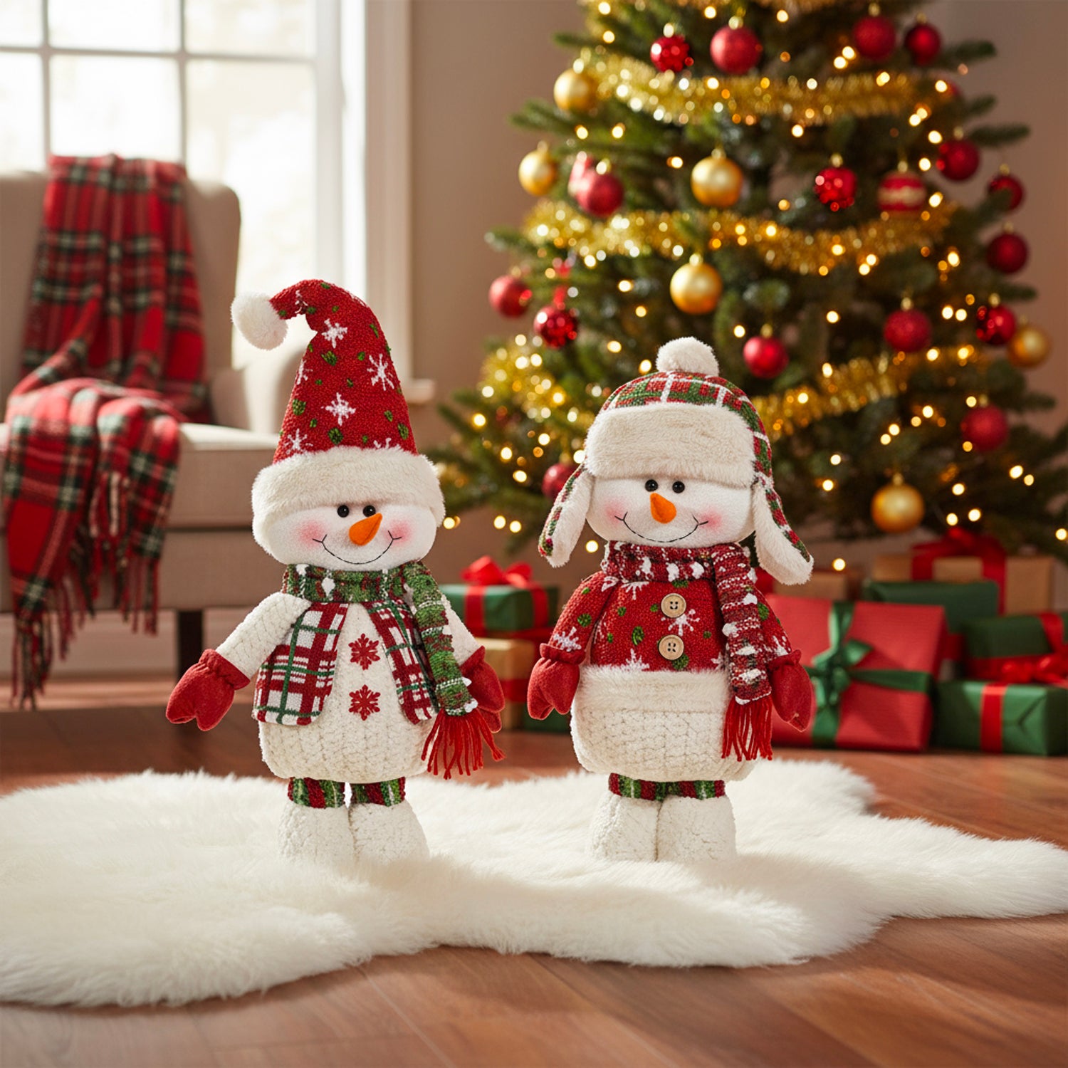 VESTIAMO CASA GRAN NATALE - Personaggio Natalizio in Tessuto Pupazzo Neve h60 cm